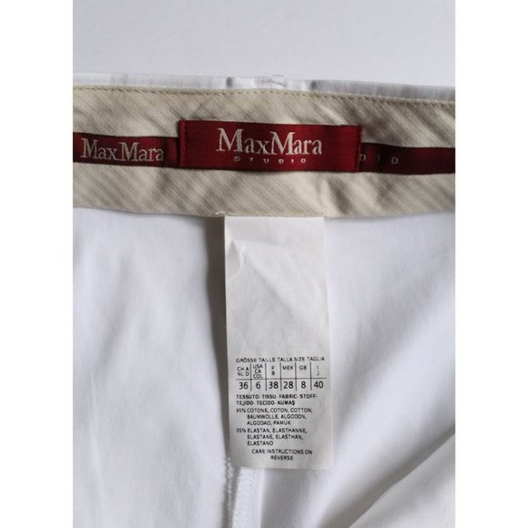 Max Mara Studio Armilla Cotton Gabardine Trousers White Size US 6 - Picture 10 of 11